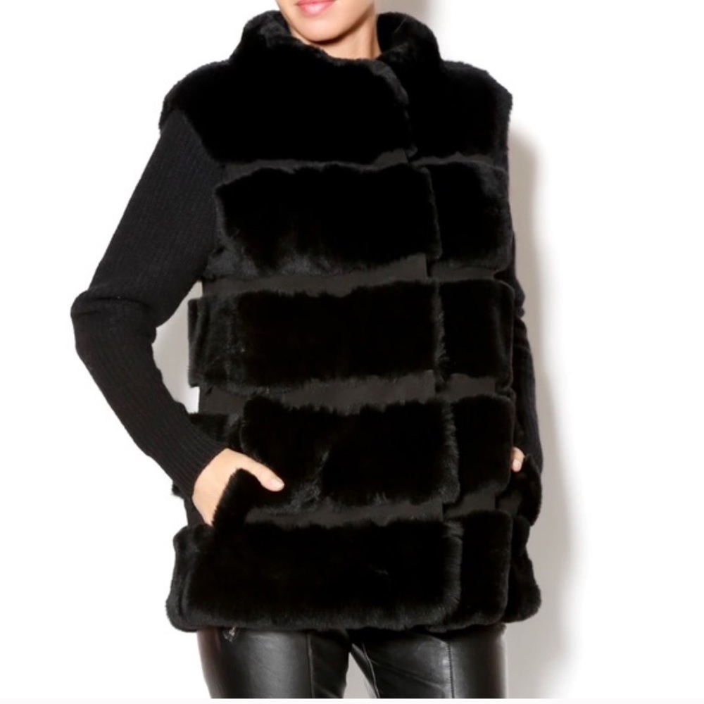 Diane Von Furstenberg Black Rabbit Fur Vest
